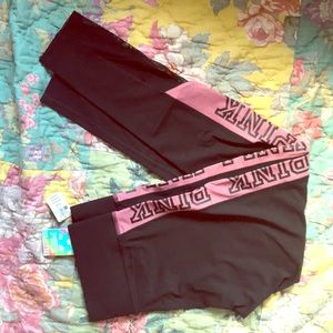 Victoria Secret Pink & Black Mesh Yoga Pants.
